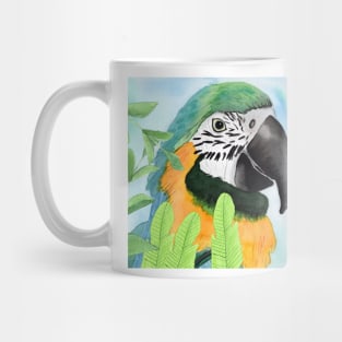 Parrot with tropical leaves Mug